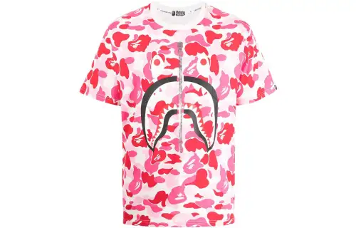 A BATHING APE T Shirts Men's Pink Crew Neck Moderate Straight Fit