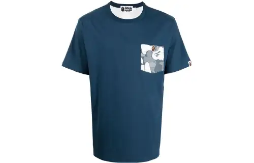 A BATHING APE T Shirts Men's Blue Crew Neck Moderate Straight Fit