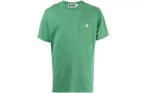 A BATHING APE T Shirts Men's Green Crew Neck Moderate Straight Fit