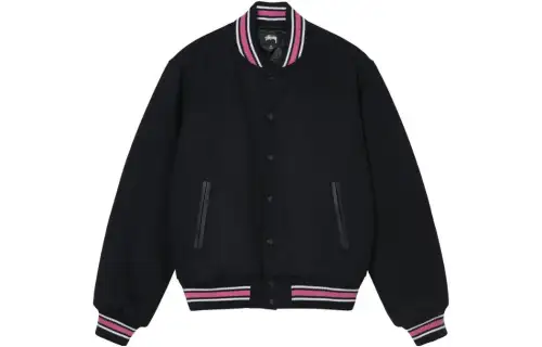 Stussy Baseball Jacket Unisex Black
