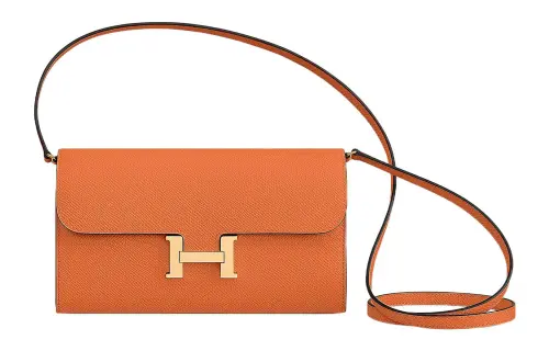 HERMES Constance To Go Gold tone Lock Epsom Leather Crossbody Bags Women's 93 Orange