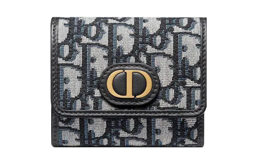 DIOR 30 Montaigne Canvas Wallet Women's Denim Blue