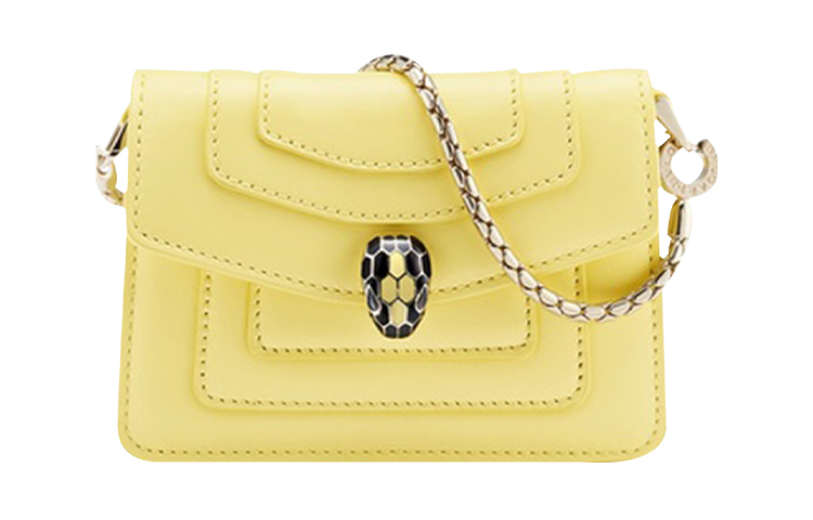BVLGARI Serpenti Reverse Calfskin Pendant Bag Accessories Women's Yellow