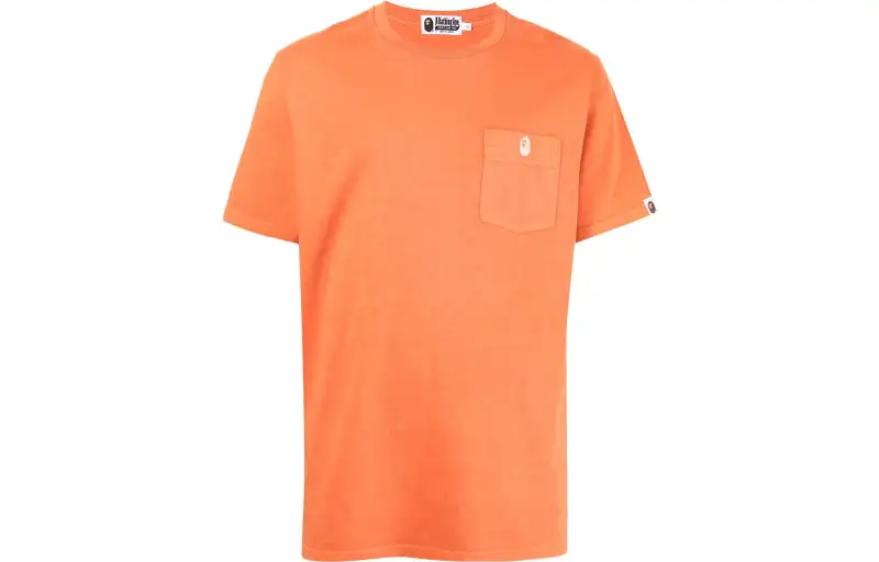 A BATHING APE T Shirts Men's Orange Crew Neck Moderate Straight Fit