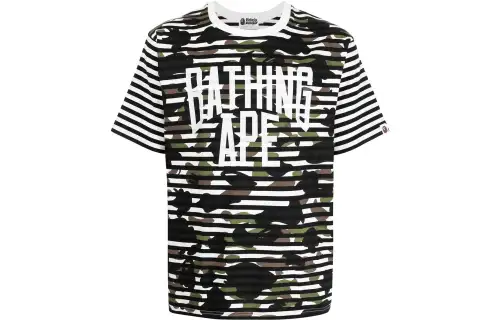 A BATHING APE Bape T Shirts Men's Green Crew Neck Moderate Straight Fit