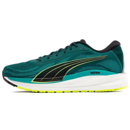 PUMA Magnify Nitro Knit Running Shoes Men Low-top Green/Gold/Grey