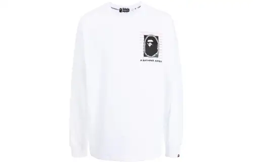 A BATHING APE T Shirts Men's White Crew Neck Moderate Straight Fit