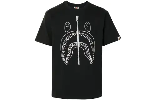 A BATHING APE Bape T Shirts Men's Black Crew Neck Moderate Straight Fit