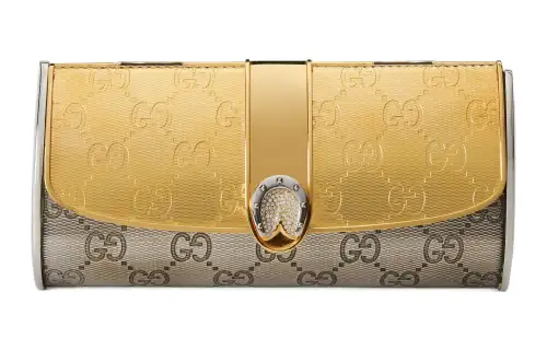 GUCCI Metal Clutch Women's Gold/Silver