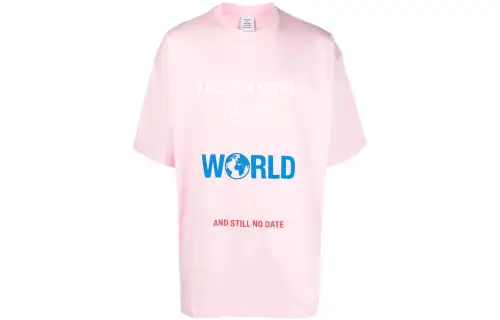 Vetements T Shirts Men's Pink Crew Neck Moderate Straight Fit