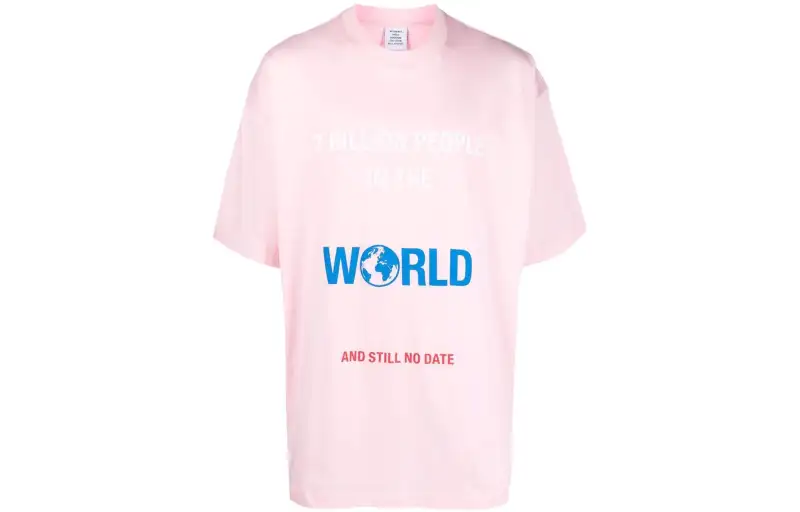 Vetements T Shirts Men's Pink Crew Neck Moderate Straight Fit