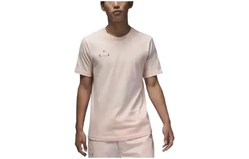 Jordan T Shirts Men's Pink Crew Neck Moderate Straight Fit