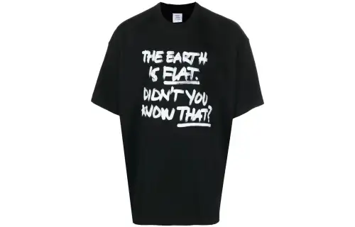Vetements T Shirts Unisex Black Crew Neck Moderate Straight Fit