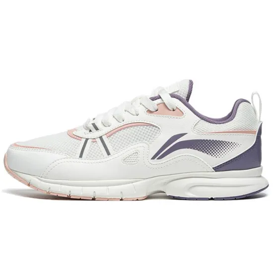LiNing Cushioned Anti-Slip Wear-Resistant Breathable Lightweight Low-Top Running Shoes Women's White Purple