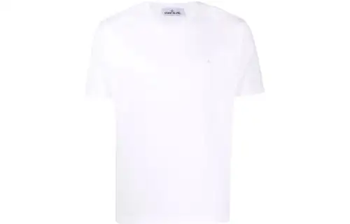 STONE ISLAND T Shirts Men's White Crew Neck Moderate Straight Fit