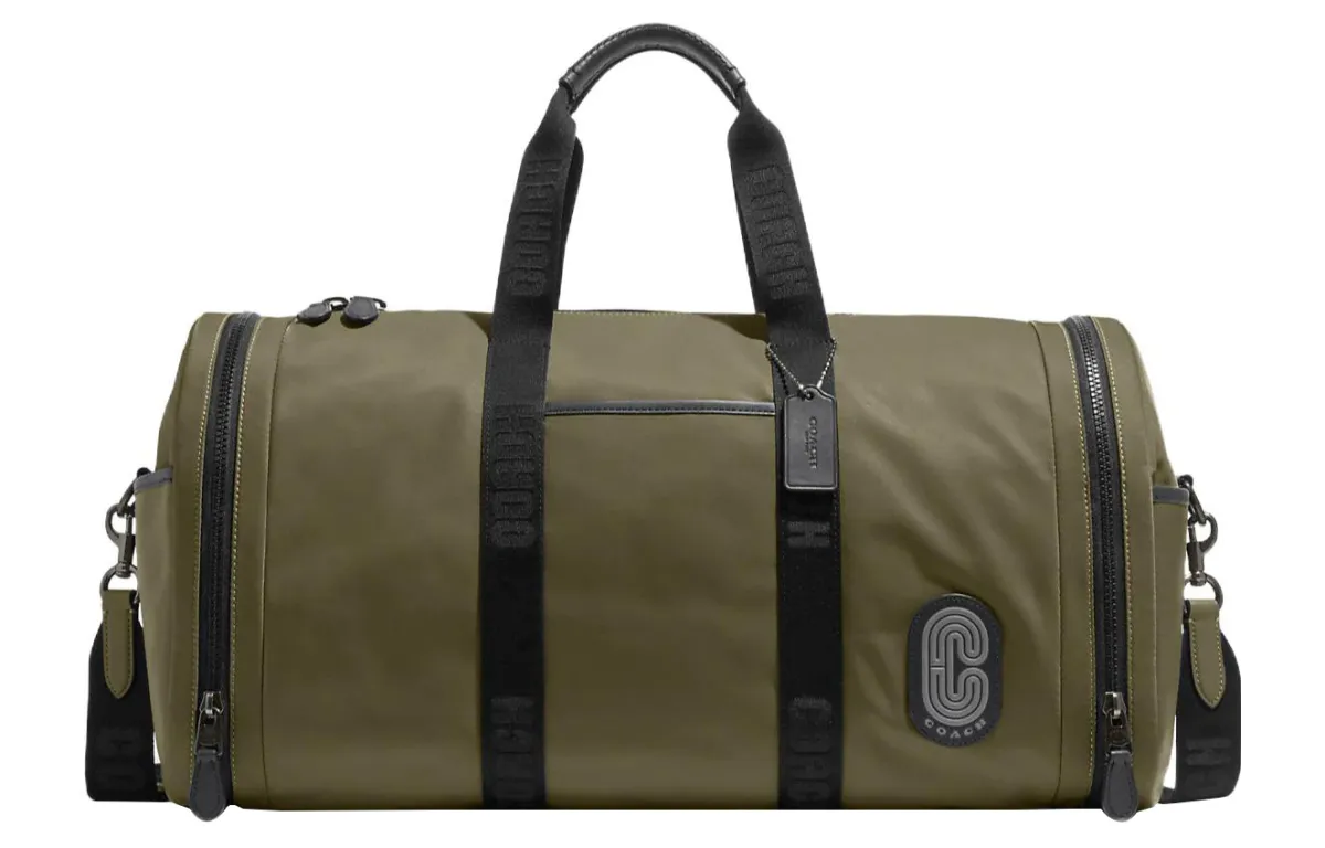 COACH Ma Natural Soft Calfskin With Nylon Gym Bag, Shoulder Bag, Crossbody Bag, Handbag Large Men's Olive Green