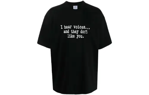 Vetements T Shirts Men's Black Crew Neck Moderate Straight Fit