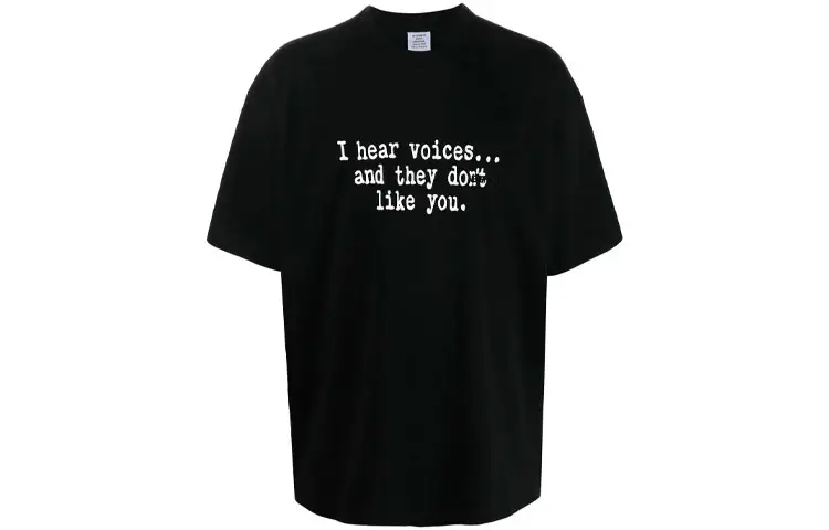 Vetements T Shirts Men's Black Crew Neck Moderate Straight Fit