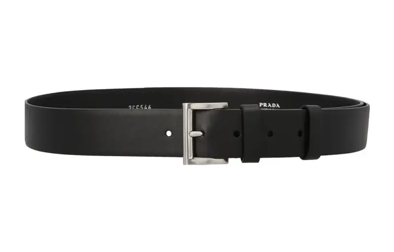 PRADA Leather Belts Men's Black Width 3.5cm