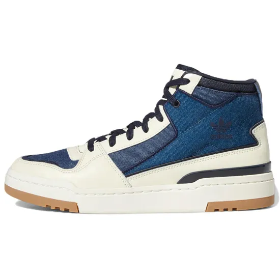 Adidas Originals FORUM Skateboard Shoes Unisex Mid-top White/denim Blue