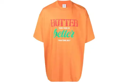 Vetements T Shirts Men's Orange Crew Neck Moderate Straight Fit
