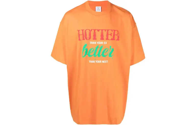 Vetements T Shirts Men's Orange Crew Neck Moderate Straight Fit