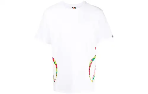 A BATHING APE T Shirts Men's White Crew Neck Moderate Straight Fit