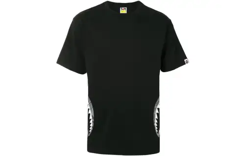 A BATHING APE T Shirts Men's Black Crew Neck Moderate Straight Fit