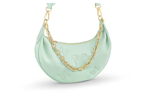 LOUIS VUITTON Over The Moon Zip Closure Cow Leather Portable Crossbody Bag, Shoulder Bag Women's Mint Green