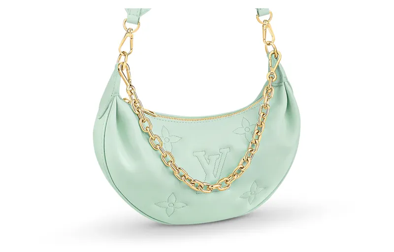 LOUIS VUITTON Over The Moon Zip Closure Cow Leather Portable Crossbody Bag, Shoulder Bag Women's Mint Green