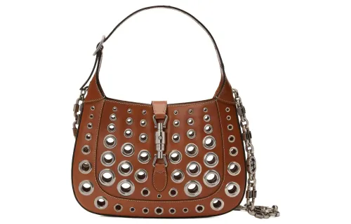 GUCCI Jackie 1961 Leather Crescent Shoulder Bag Shoulder Bag Mini Women's Brown