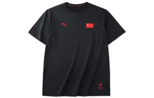 ANTA T Shirts Men's Black Crew Neck Moderate Straight Fit