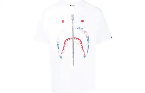 A BATHING APE T Shirts Men's White Crew Neck Moderate Straight Fit