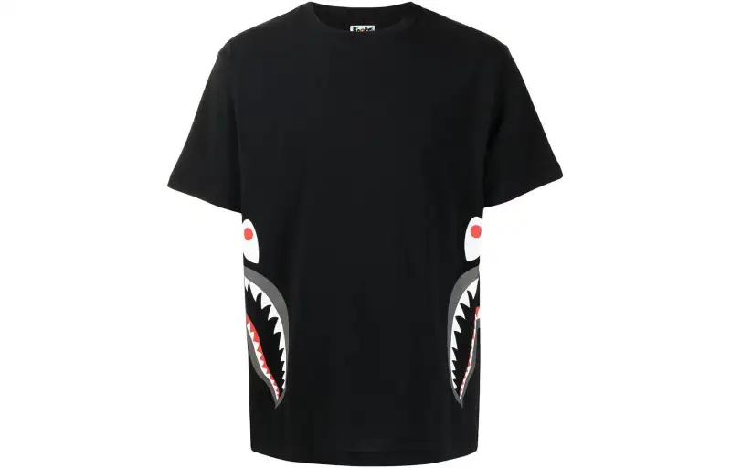 A BATHING APE T Shirts Men's Black Crew Neck Moderate Straight Fit