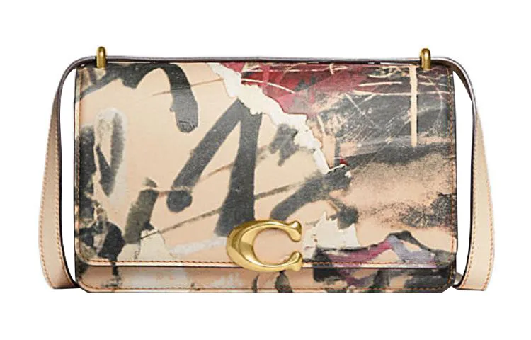 COACH MINT+SERF Collaboration Bandit Cow Leather Shoulder Bag, Crossbody Bag Medium Women's Graffiti Color