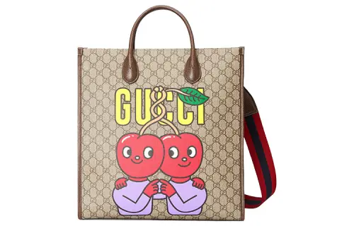 GUCCI Canvas With Leather Tote Bag, Shopping Bag, Shoulder Bag, Crossbody Bag, Handbag Medium Men's Brown