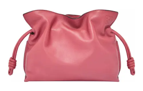 LOEWE Flamenco Calfskin One Shoulder Crossbody Clutch Mini Women's Rose Red