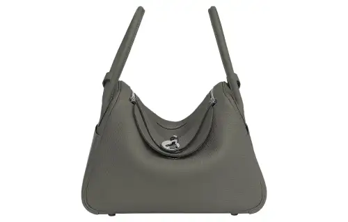 HERMES Lindy Taurillon Clemence Cow Leather Handbag 26 Women's 0L Grismeyer Rain Cloud Gray