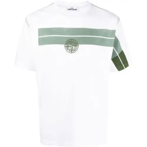 STONE ISLAND T Shirts Men's Green Crew Neck Moderate Straight Fit
