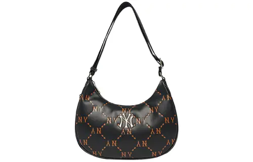 MLB Monogram Collection Polyester Hobo Pochette, Hobo Bag, Shoulder Bag, Crossbody Bag Large Unisex Black