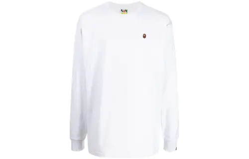 A BATHING APE T Shirts Men's White Crew Neck Moderate Straight Fit