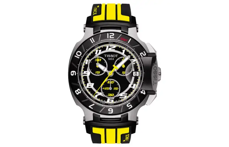 TISSOT Race Collection Quartz Movement 100m Waterproof Men's Watch 50.26mm Black Dial Stainless Steel Case