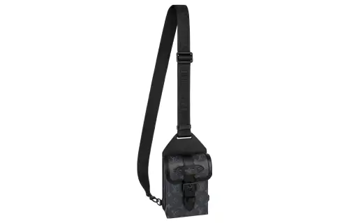 LOUIS VUITTON Saumur Monogram Eclipse Coated Canvas Leather Trim Crossbody Bag, Shoulder Bag Men's Black
