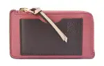 LOEWE Soft Grain Cow Leather Card Holder Women's Rose Red/Brown