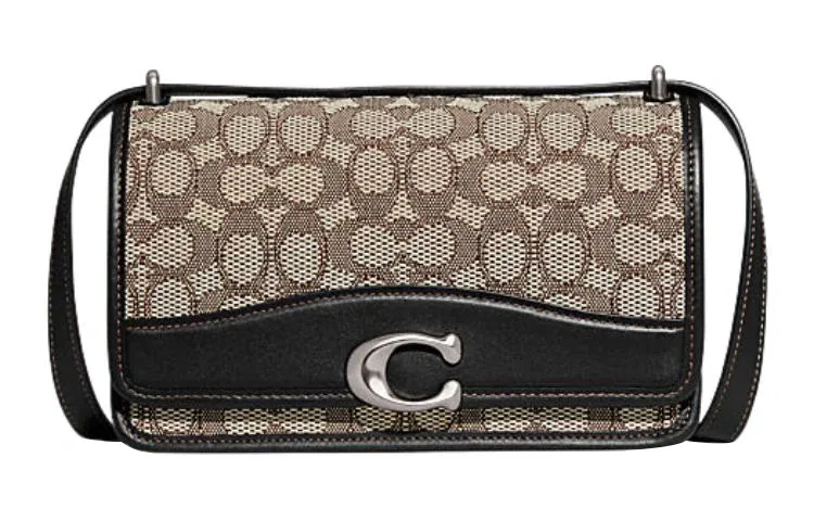 COACH Bandit Cow Leather With Fabric Small Square Bag, Crossbody Bag, Shoulder Bag Medium Size Women's