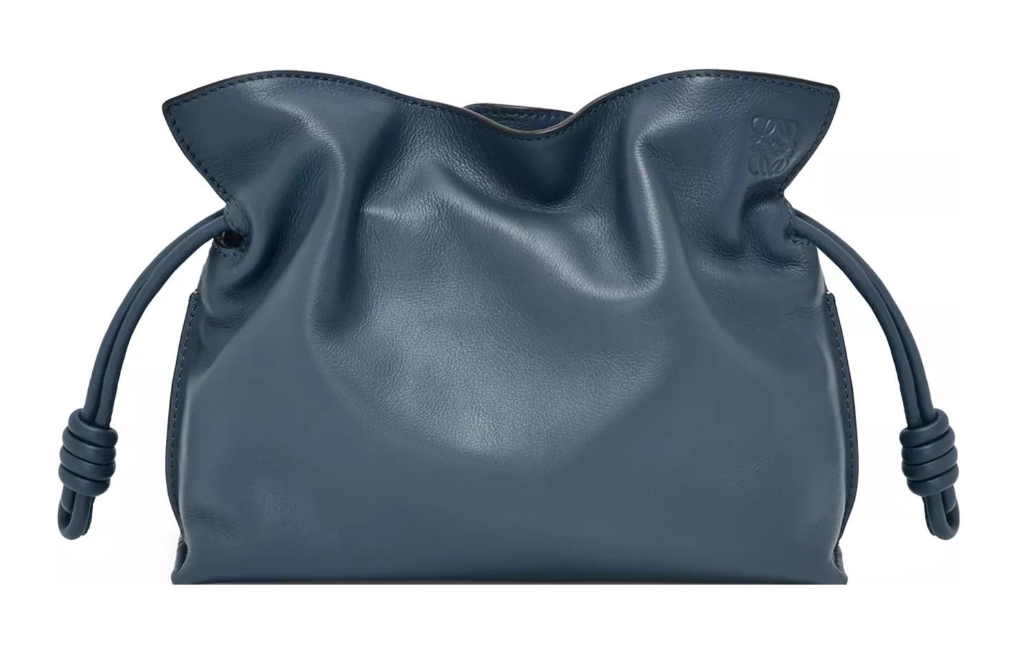 LOEWE Flamenco Napa Calf Leather One Shoulder Crossbody Clutch Mini Women's Agate Blue