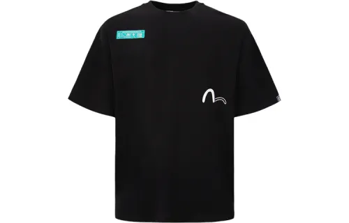 EVISU T Shirts Men's Black Crew Neck Moderate Straight Fit