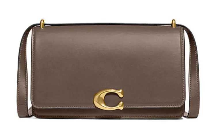 COACH Bandit Calfskin Crossbody Shoulder Bags Women's Brass & Dark Stone Color
