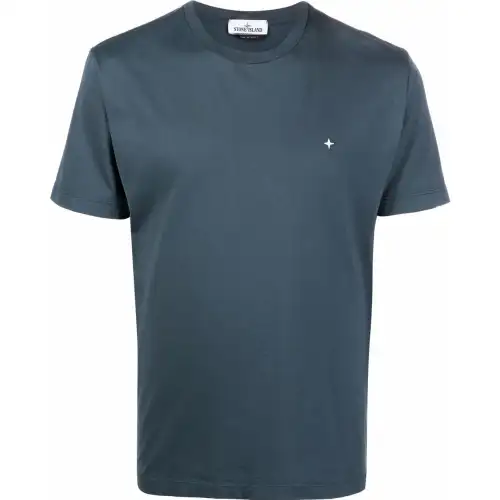 STONE ISLAND T Shirts Men's Gray Crew Neck Moderate Straight Fit
