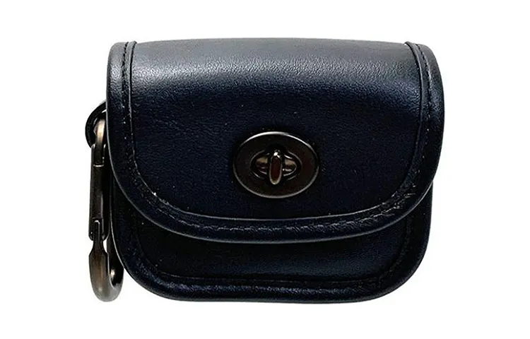 COACH Bag Charm Leather Coin Purses Unisex Black